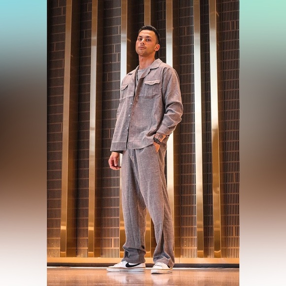 COOFANDY Men's 2 Piece Set Casual Button Down Long Sleeve Shirt & Pants!! NEW☑️ - Picture 2 of 7